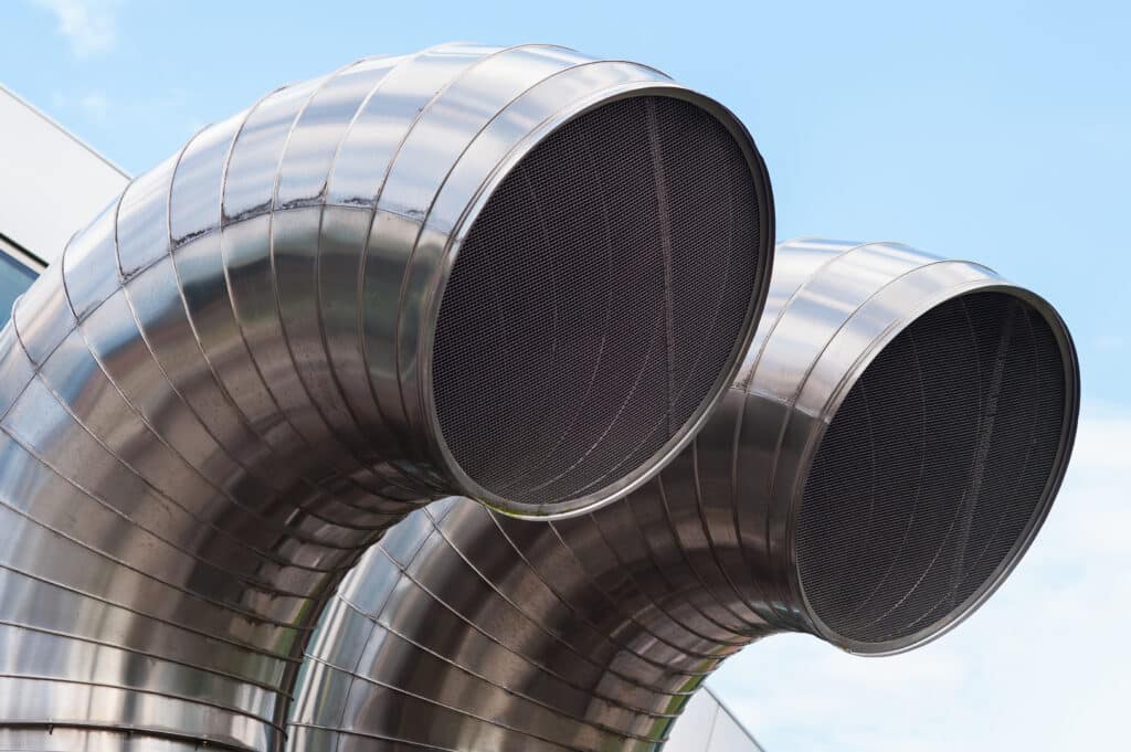 Stainless steel pipes. Air exchange ducts, underground construct