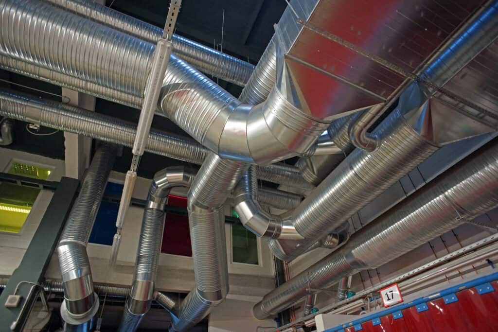 Ventilation pipes and ducts of industrial air condition