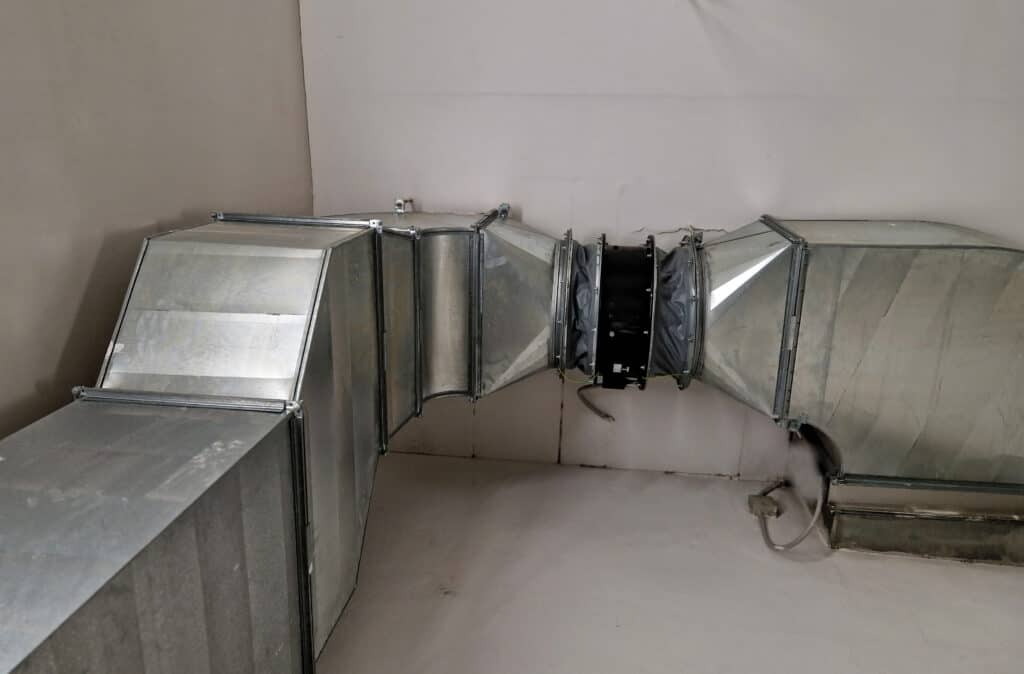 dampers cooling the building with a fan blowing air into the building. extraction of steam from the kitchen from metal sheets. protected escape route from the building dishwash vent cleaning