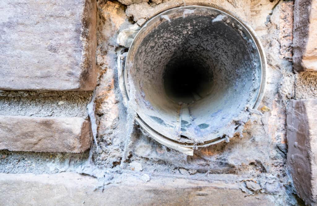 Interior,View,Of,Dryer,Vent,Line,With,Lint,And,Dust