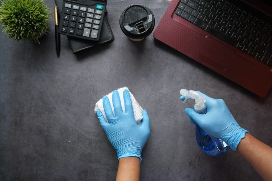 office cleaning in action